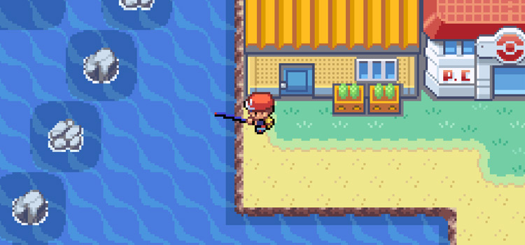Fishing with the Old Rod in Vermilion City (Pokémon FireRed)