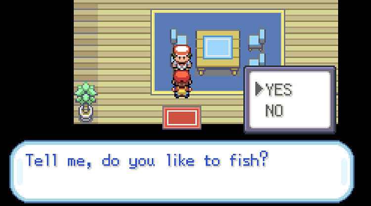 Telling the Fisherman I like to fish in order to receive the Old Rod / Pokémon FireRed & LeafGreen