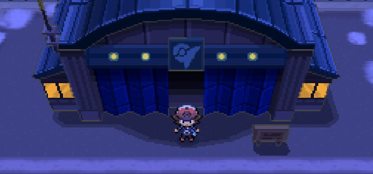 Standing outside the Mistralton Gym in Pokémon Black