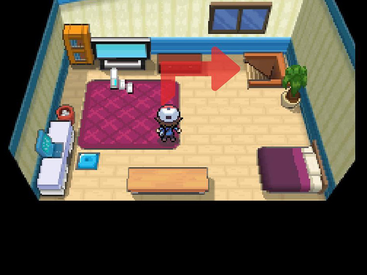 Head down the stairs in your room / Pokémon Black & White