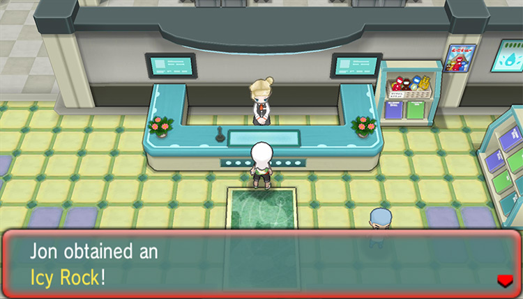 Obtaining the Icy Rock from the receptionist in the Weather Institute. / Pokémon Omega Ruby and Alpha Sapphire