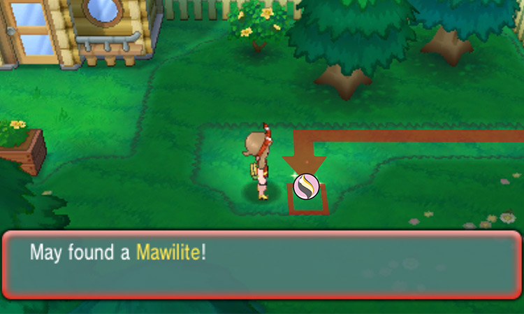 The location of the Mawilite / Pokémon Omega Ruby and Alpha Sapphire
