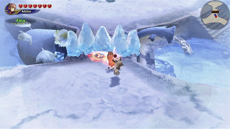 Casting Fira on ice wall leading to boss room entrance / FFCC Remastered