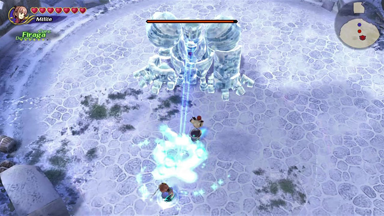 Ice Golem launches freezing laser attack / FFCC Remastered