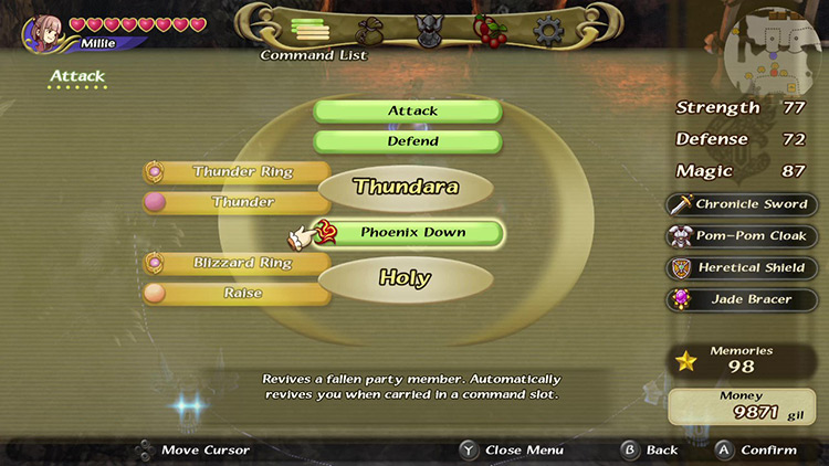 Command List example. / Final Fantasy Crystal Chronicles Remastered