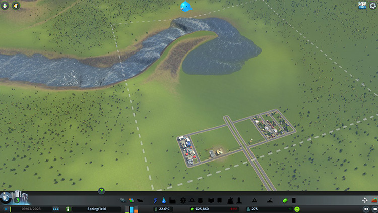 The water level within 2 game months of the scenario start / Cities: Skylines