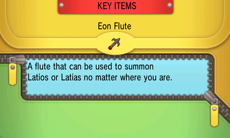 Eon Flute’s item description. / Pokémon Omega Ruby and Alpha Sapphire