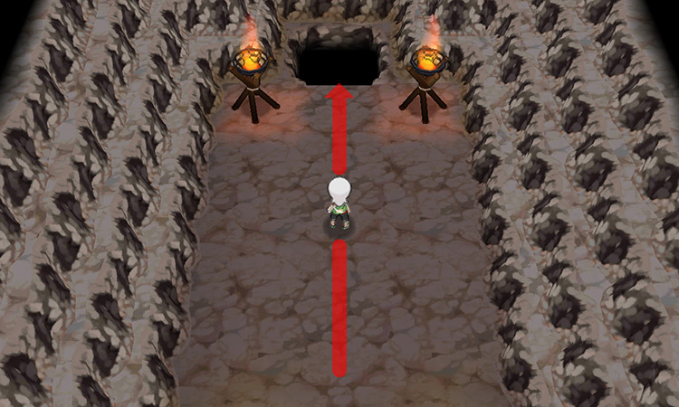 Heading to the hole at the end of the entrance hallway. / Pokémon Omega Ruby and Alpha Sapphire