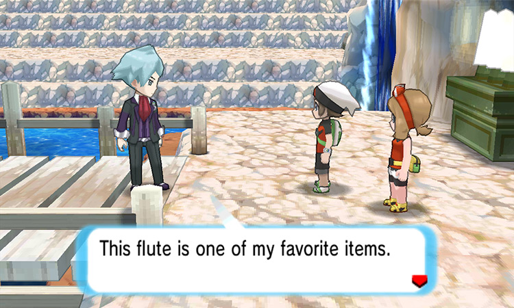 Receiving the Eon Flute from Steven. / Pokémon Omega Ruby and Alpha Sapphire
