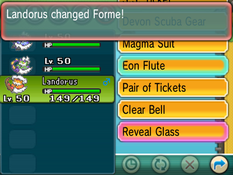 Returning Landorus to its Incarnate form / Pokémon ORAS