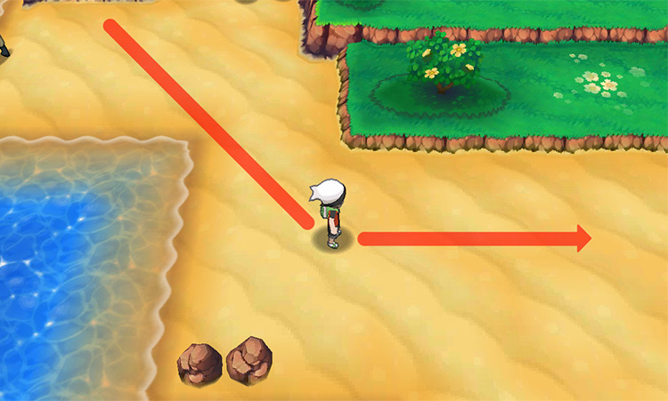 Heading to the southeast of the beach on Route 118. / Pokémon Omega Ruby and Alpha Sapphire