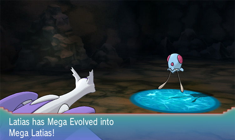 Mega Evolving Latias during a battle. / Pokémon Omega Ruby and Alpha Sapphire