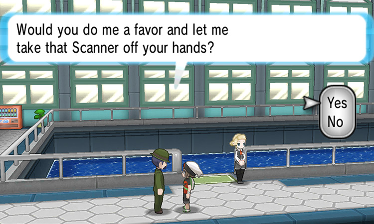Handing the Scanner over to Captain Stern / Pokémon ORAS