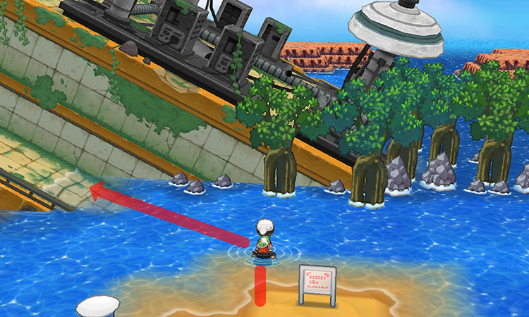 Using Surf and heading to the platform / Pokémon ORAS