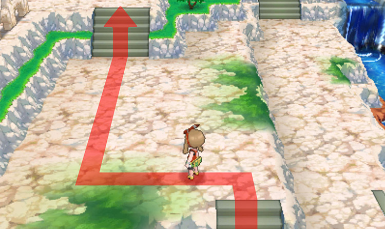 Heading northwest up stairs / Pokémon Omega Ruby and Alpha Sapphire