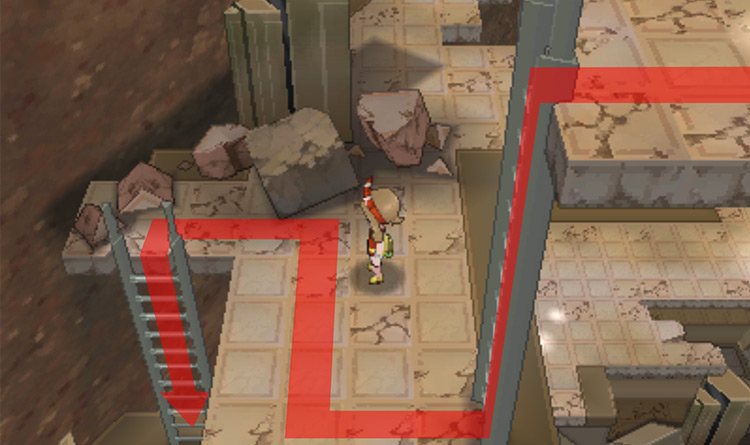 The ladder that leads to an isolated section of the third floor / Pokémon Omega Ruby and Alpha Sapphire