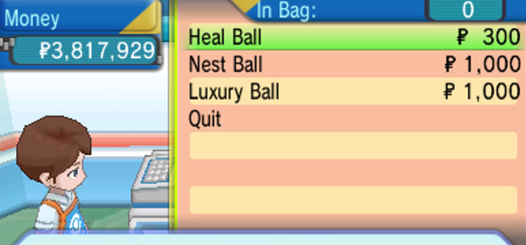 Buying Heal Balls at the Verdanturf Pokemart (Alpha Sapphire)