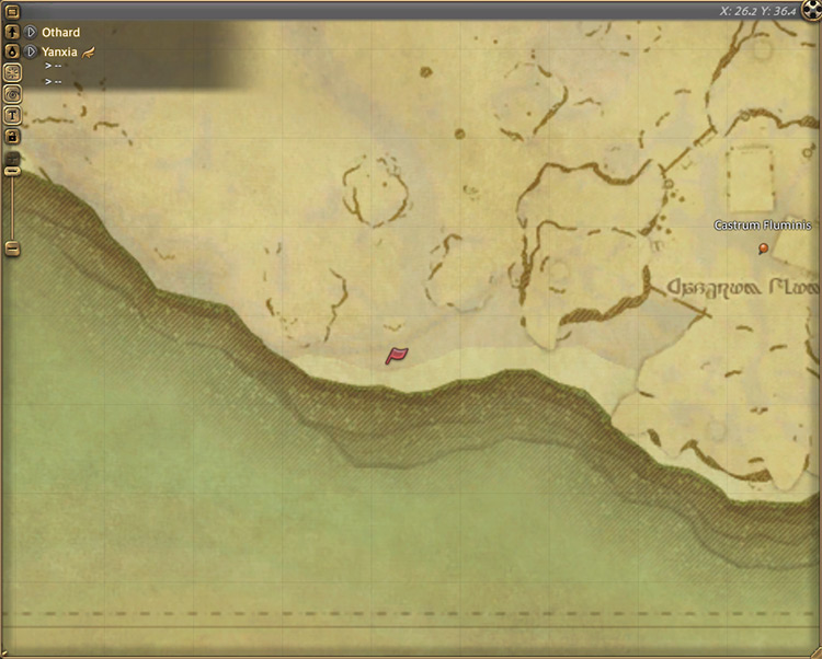 The Confederate Skipper’s map location in Yanxia / Final Fantasy XIV