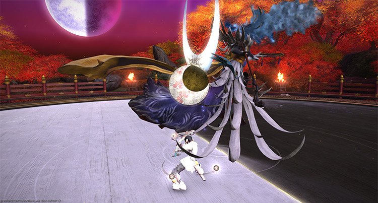 “Moonlit” status at three stacks as indicated by a half-eclipse / Final Fantasy XIV