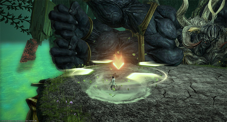 Run toward the coronal wind stack marker for “Pillars of Severity” / Final Fantasy XIV