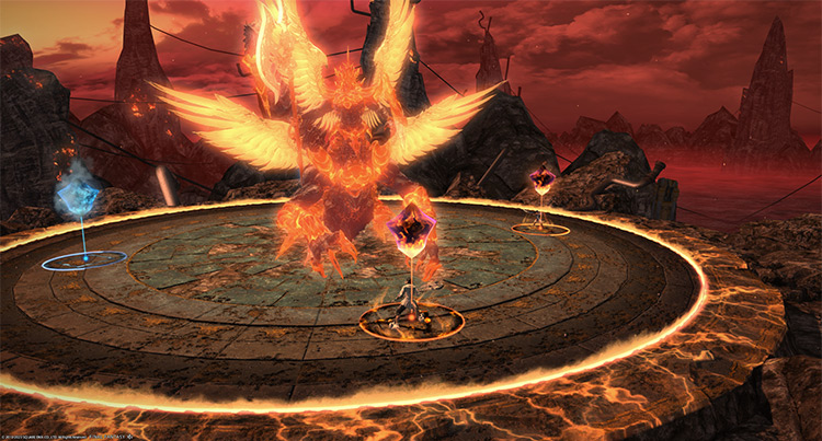 Stand inside the meteor circle corresponding to your “Infinite” status / Final Fantasy XIV
