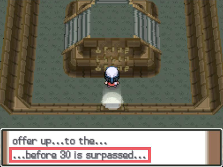 Reading the inscription on the wall of Turnback Cave’s first room / Pokémon Platinum