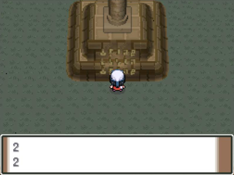 Finding the second pillar in the second room entered / Pokémon Platinum