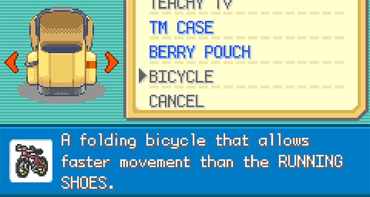 The Bicycle’s Description in Pokémon FireRed and LeafGreen / Pokemon FRLG