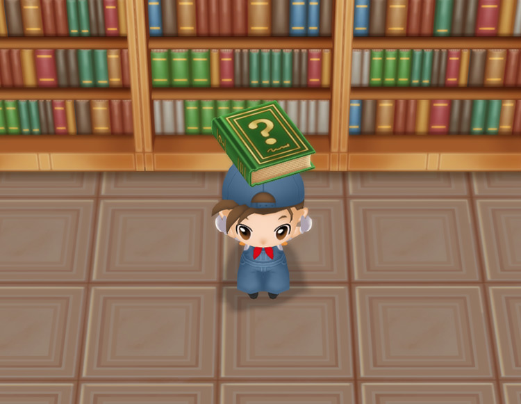 The farmer holds the Quiz Book in the library / SoS: FoMT