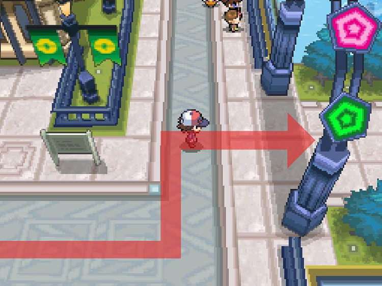 Continue east through the colorful archway. / Pokemon BW