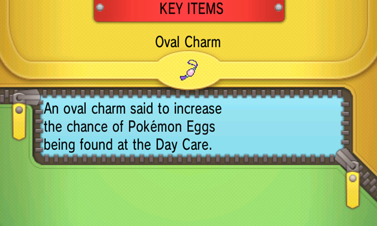 Oval Charm’s item description / Pokémon ORAS