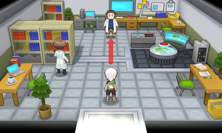 Walking up to Professor Birch inside the lab / Pokémon ORAS