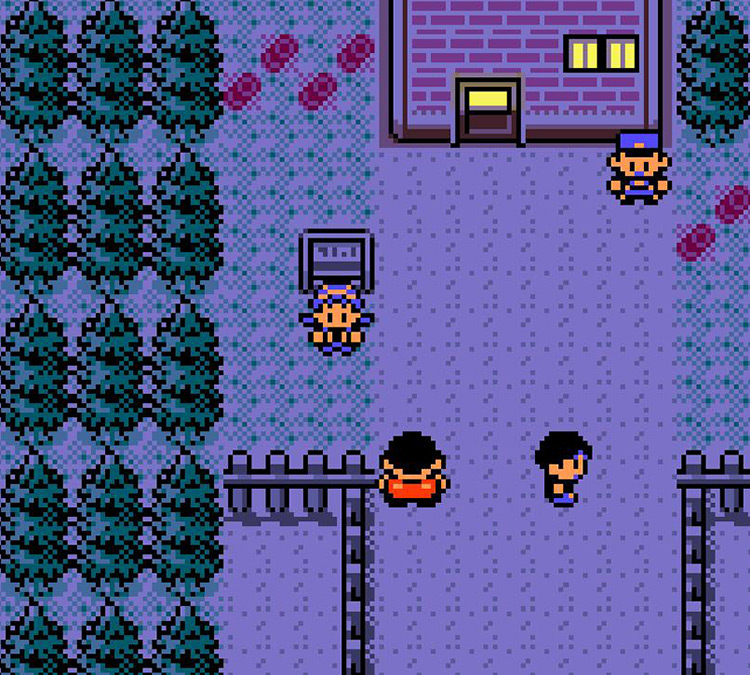 Standing by the signpost on the northern end of Route 35 / Pokémon Crystal