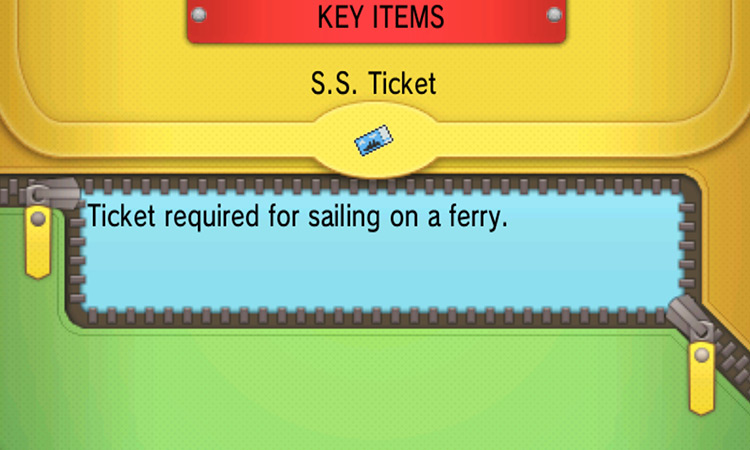 S.S. Ticket’s item description / Pokémon ORAS