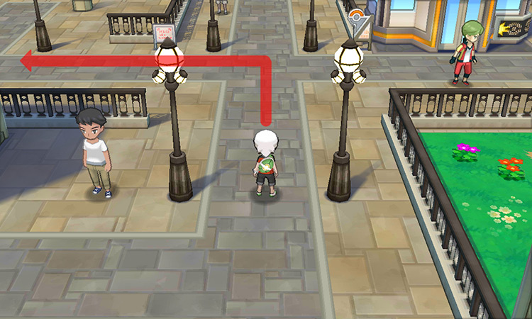 Walking past the first junction on the road, then turning left on the second junction. / Pokemon ORAS