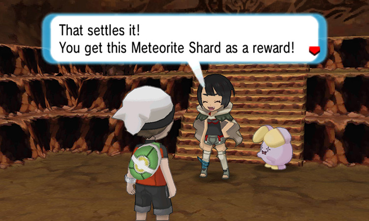 Obtaining the Meteorite Shard after defeating Zinnia. / Pokemon ORAS