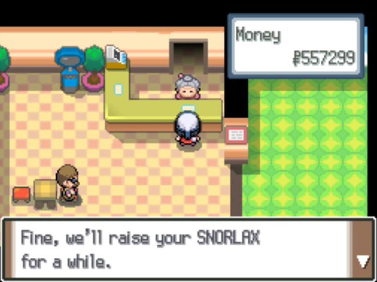 Checking Snorlax into the Day Care Center / Pokémon Platinum