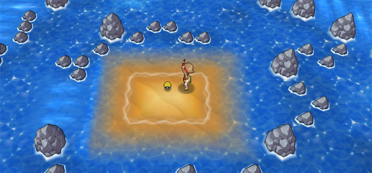 The Rock Slide TM on an island on Route 134 (Pokémon Alpha Sapphire)