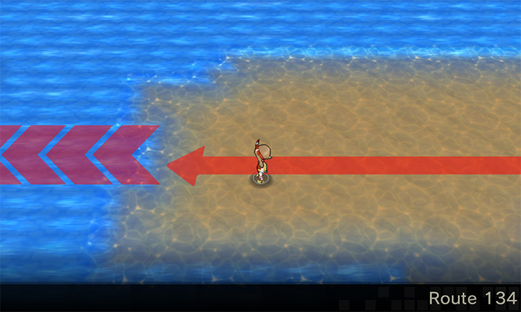 Route 134 surfing onto the middle current / Pokemon ORAS