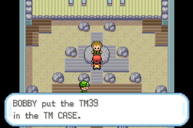 Brock will give you TM39 Rock Tomb. / Pokemon FRLG