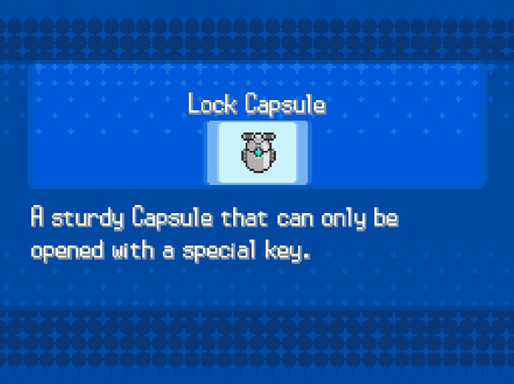 In-game details for the Lock Capsule. / Pokemon BW