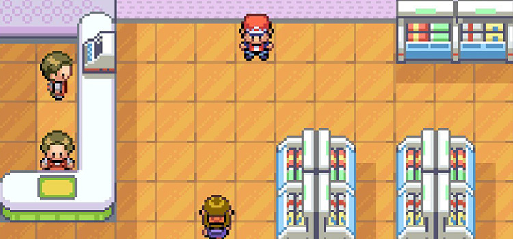 Standing at the Celadon City Dept. Store in Pokémon FireRed