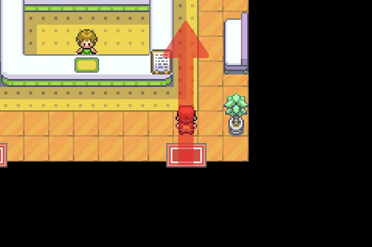 Head north past the counter. / Pokémon FireRed and LeafGreen