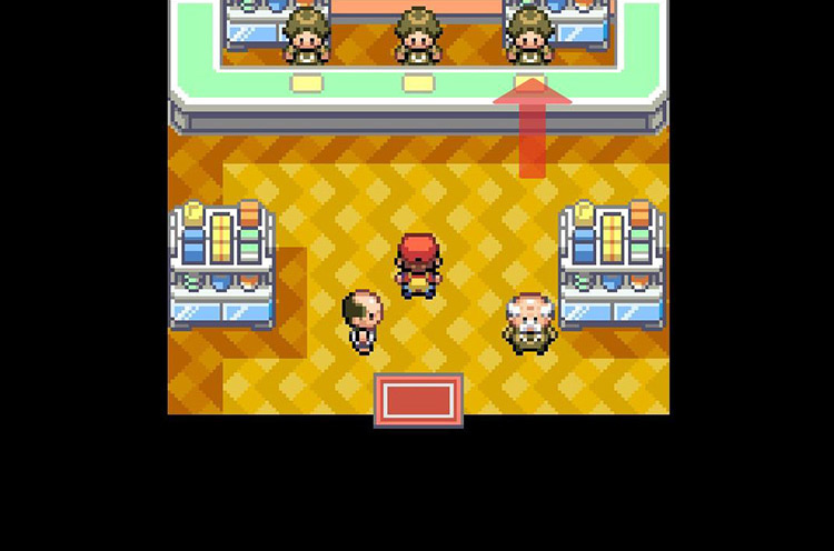 Speak to the cashier on the right for TMs. / Pokémon FireRed and LeafGreen