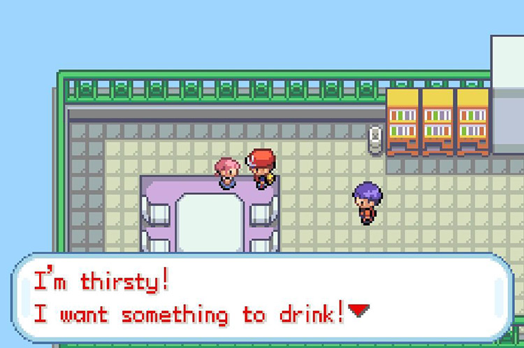The NPC will ask for a drink. / Pokémon FireRed and LeafGreen