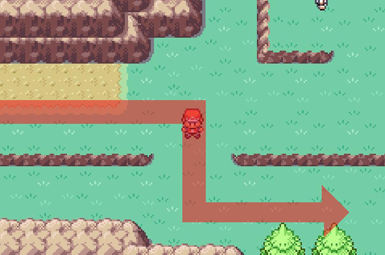 Continue past the ledges on Route 4. / Pokémon FireRed and LeafGreen