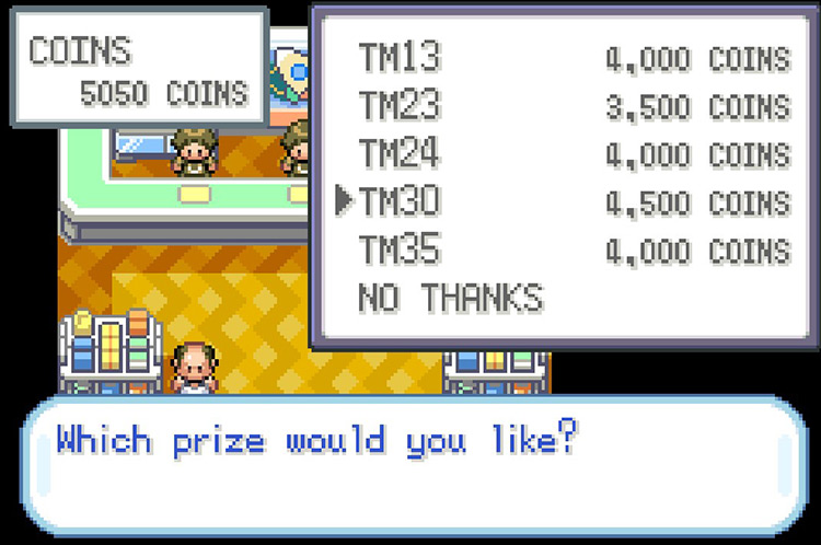 TM30 Shadow Ball selling for 4,500 coins. / Pokémon FireRed and LeafGreen