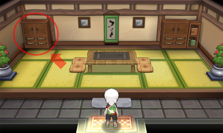 The dresser where the Trick Master is hiding. / Pokémon Omega Ruby and Alpha Sapphire