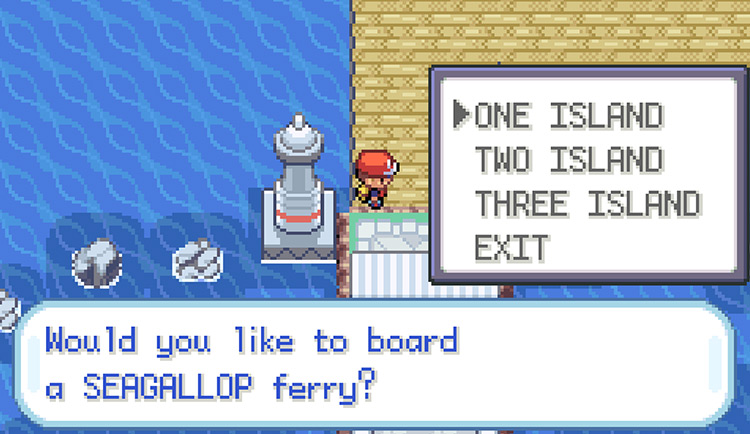 Taking the Seagallop Ferry to One Island to talk to Celio / Pokémon FireRed & LeafGreen