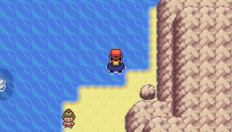 Sailing north from the north coast of Kindle Road, in order to reach the base of Mt. Ember / Pokémon FireRed & LeafGreen